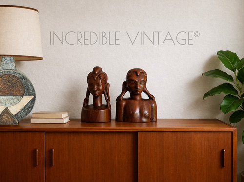 Vintage pair hand carved wood - hand,